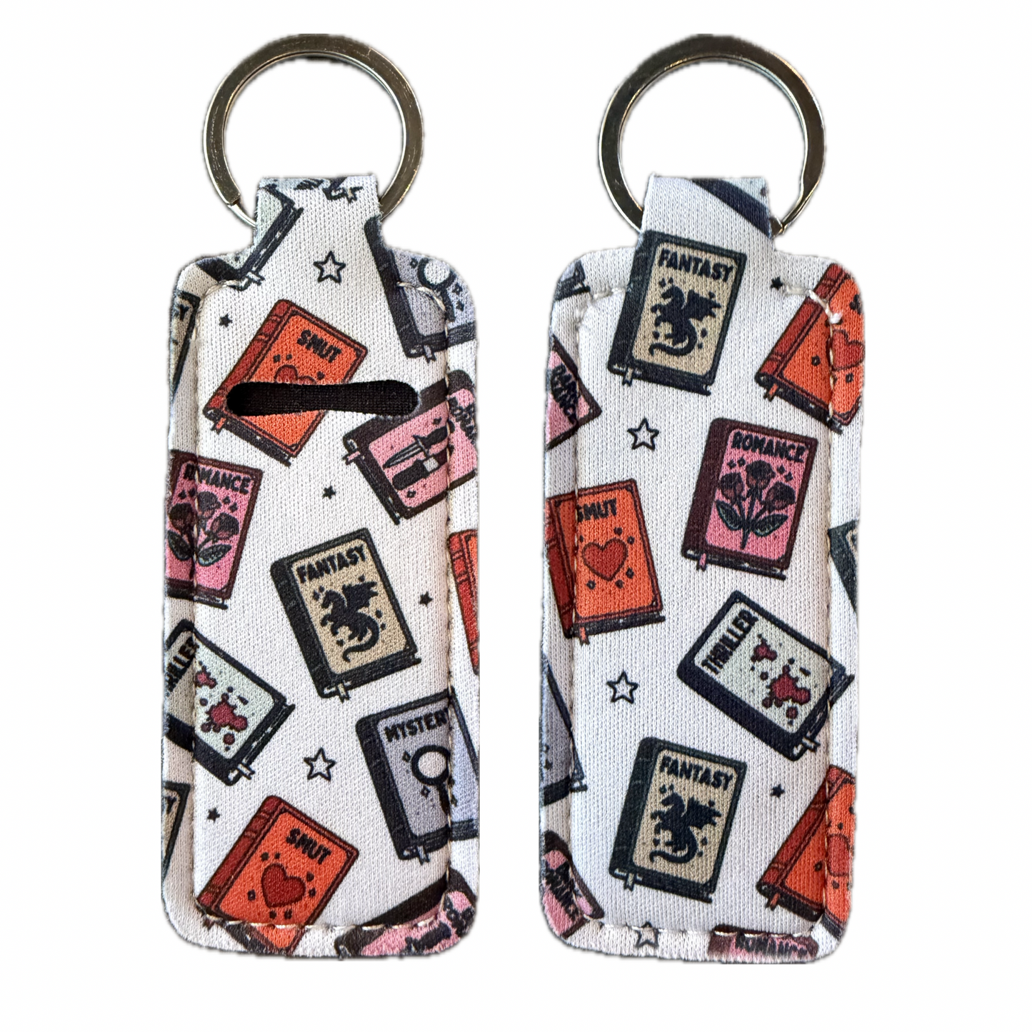 Genre Bookish Themed Lip Balm Holder Keychain