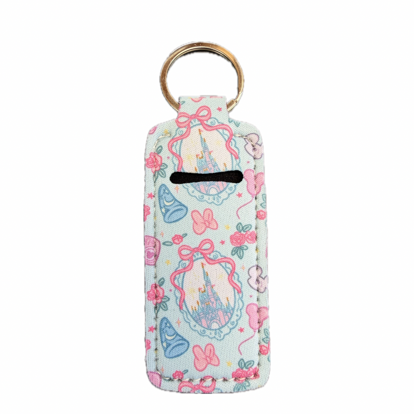 Pastel Castle Themed Lip Balm Holder Keychain
