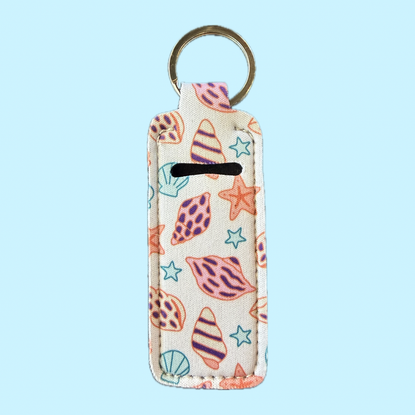 Seashell Lip Balm Holder Keychain