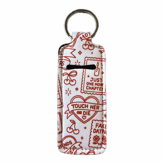 Romance Trope Bookish Themed Lip Balm Holder Keychain