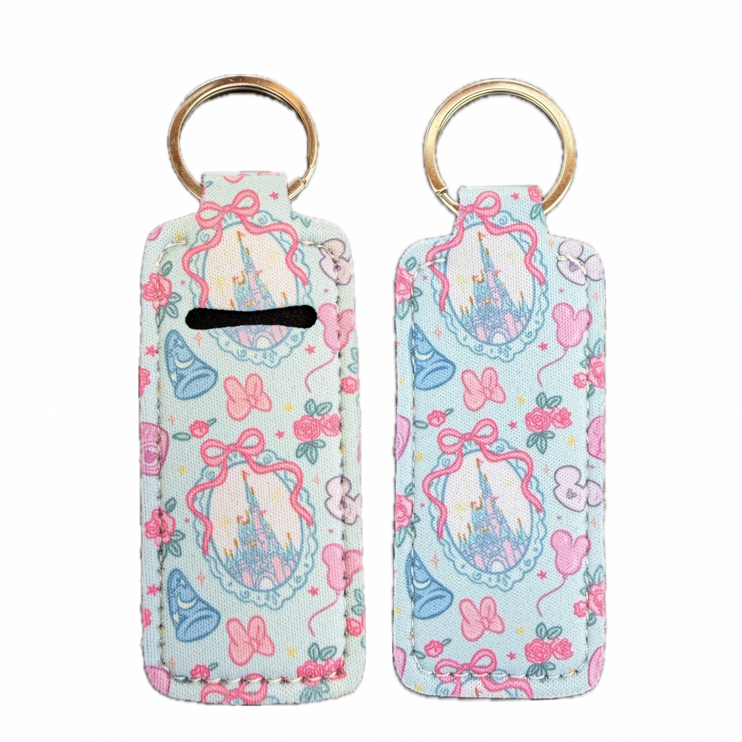 Pastel Castle Themed Lip Balm Holder Keychain