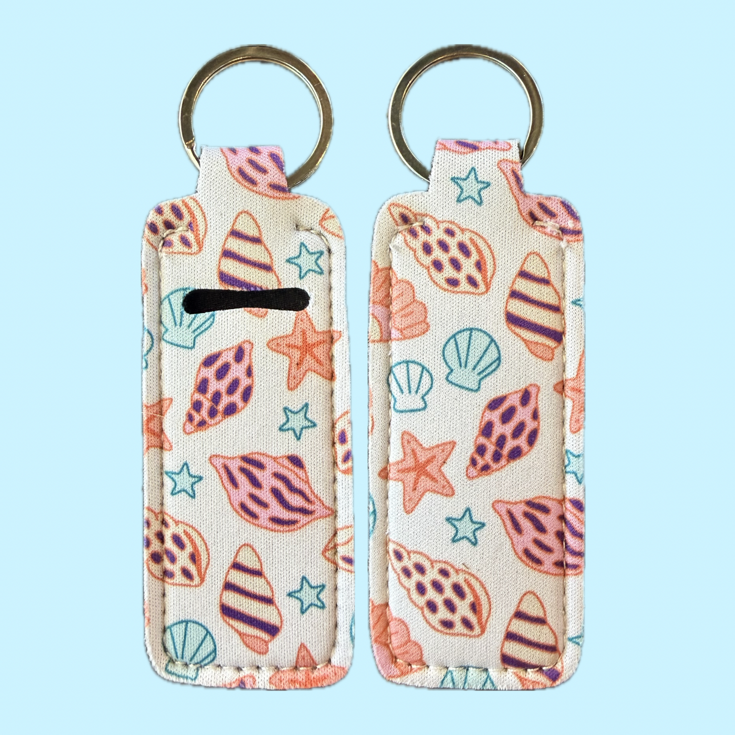 Seashell Lip Balm Holder Keychain