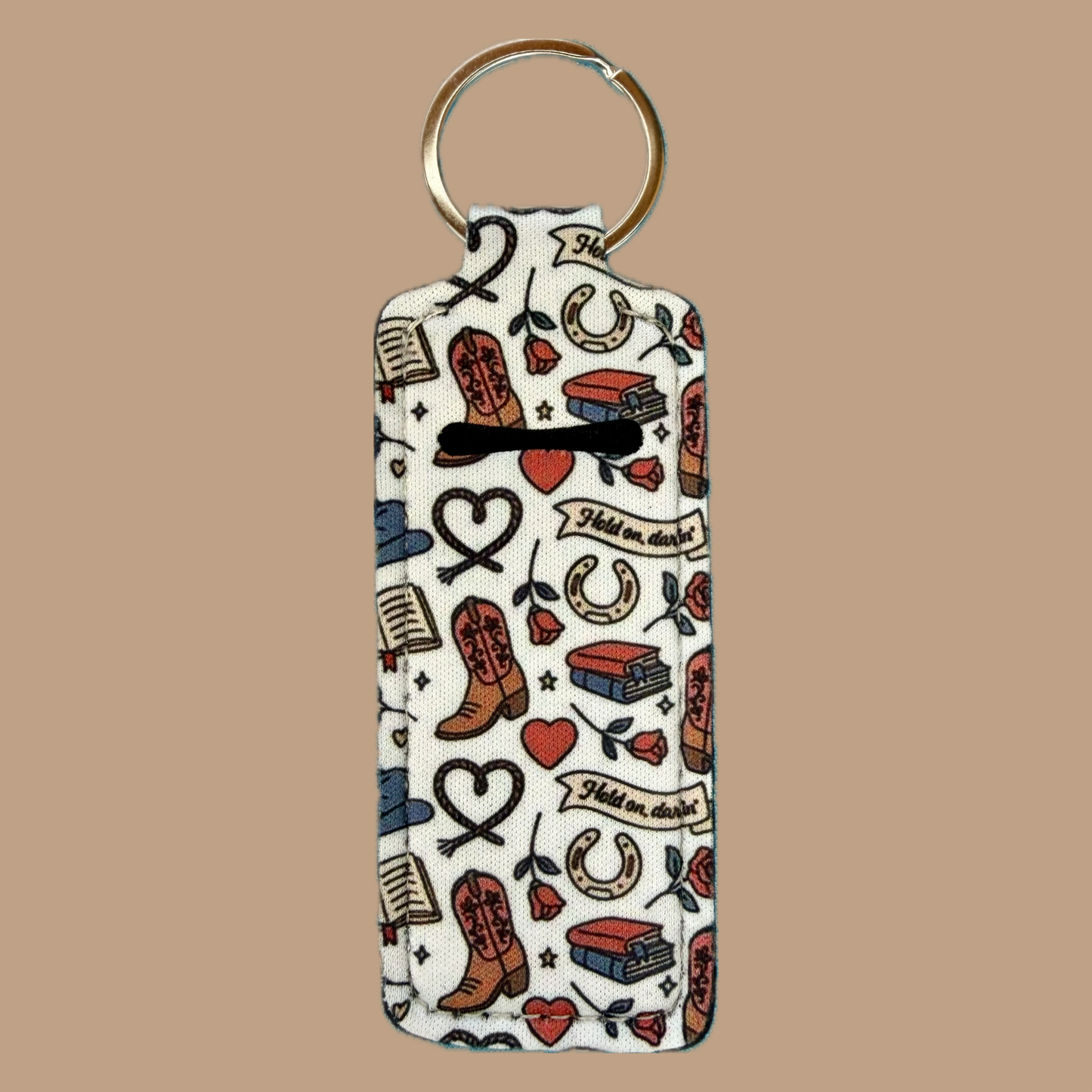 Cowboy Romance Lip Balm Holder Keychain