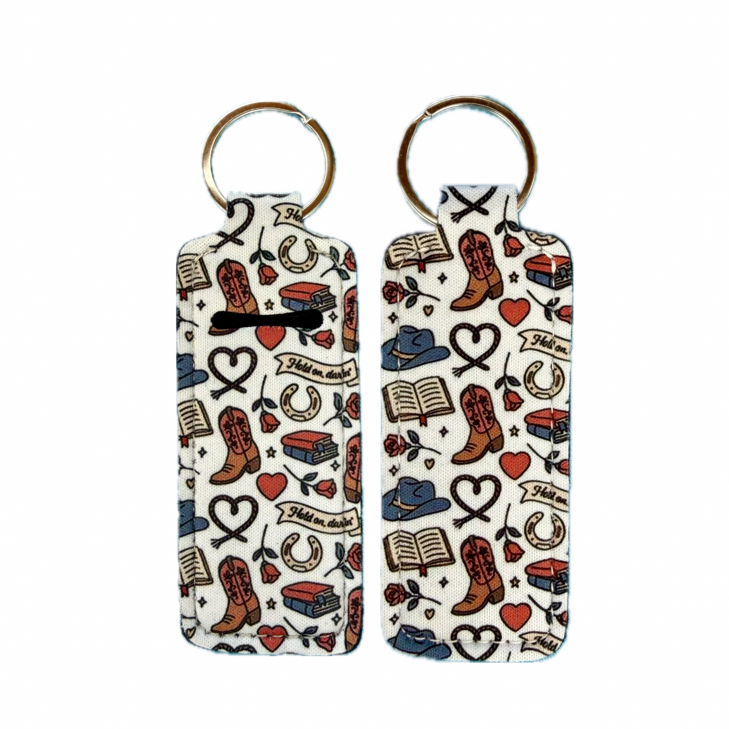 Cowboy Romance Lip Balm Holder Keychain
