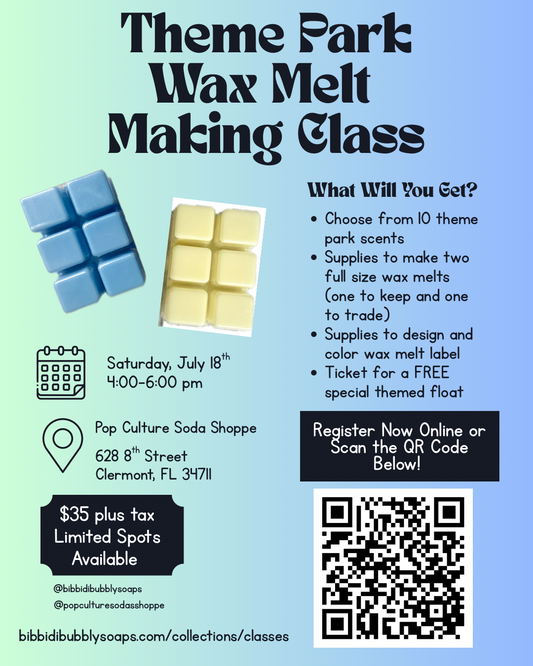 Wax Melt Making Class July 18th, 4:00-6:00 at Pop Culture Soda Shoppe