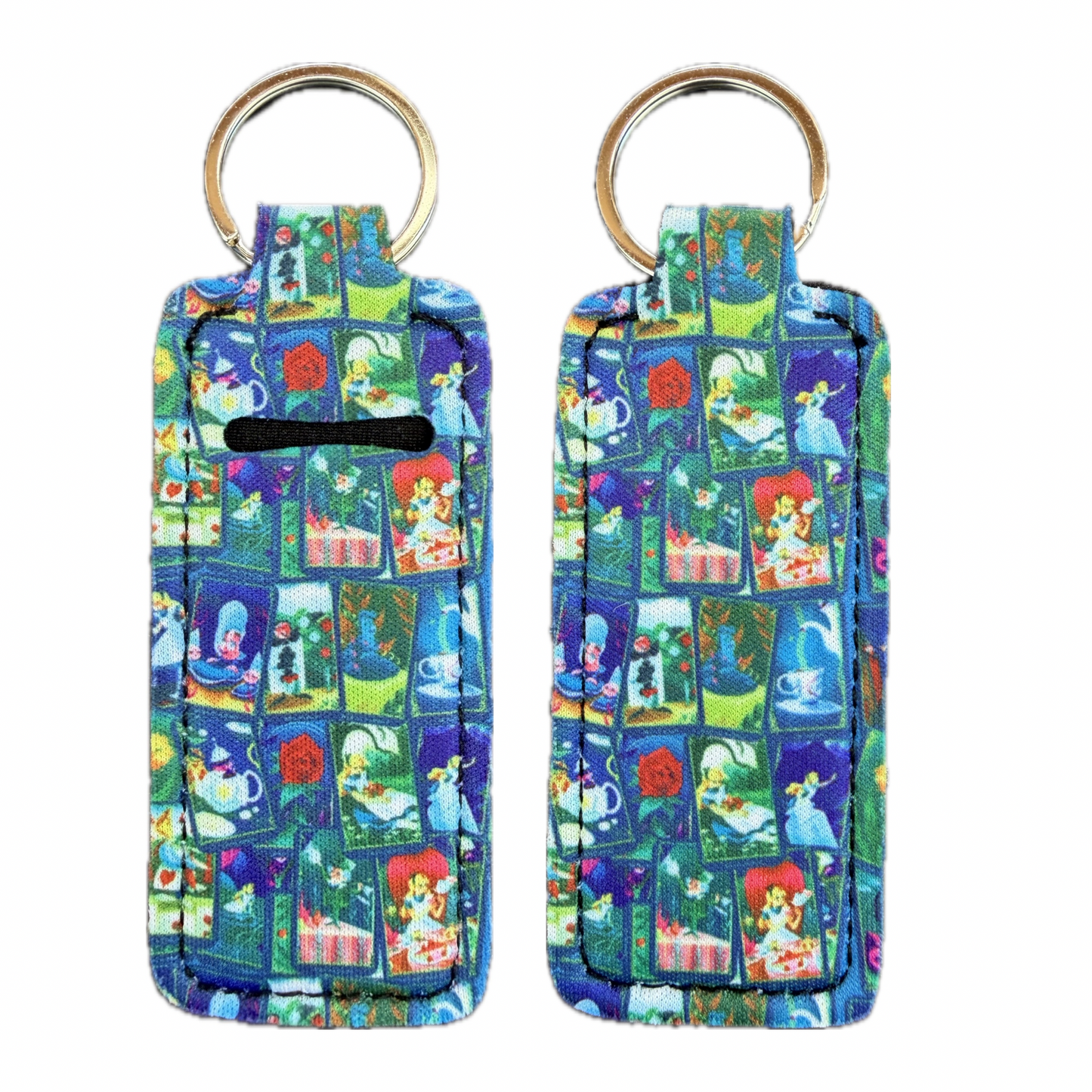 Wonderland Themed Lip Balm Holder Keychain