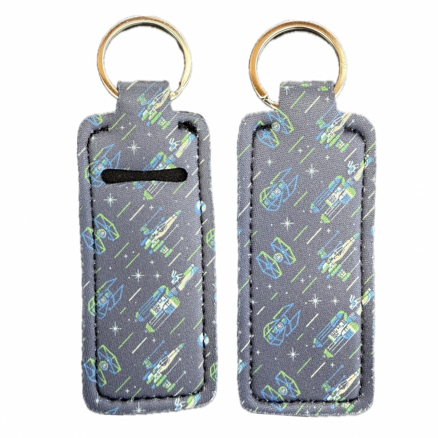 Spaceship Themed Lip Balm Holder Keychain