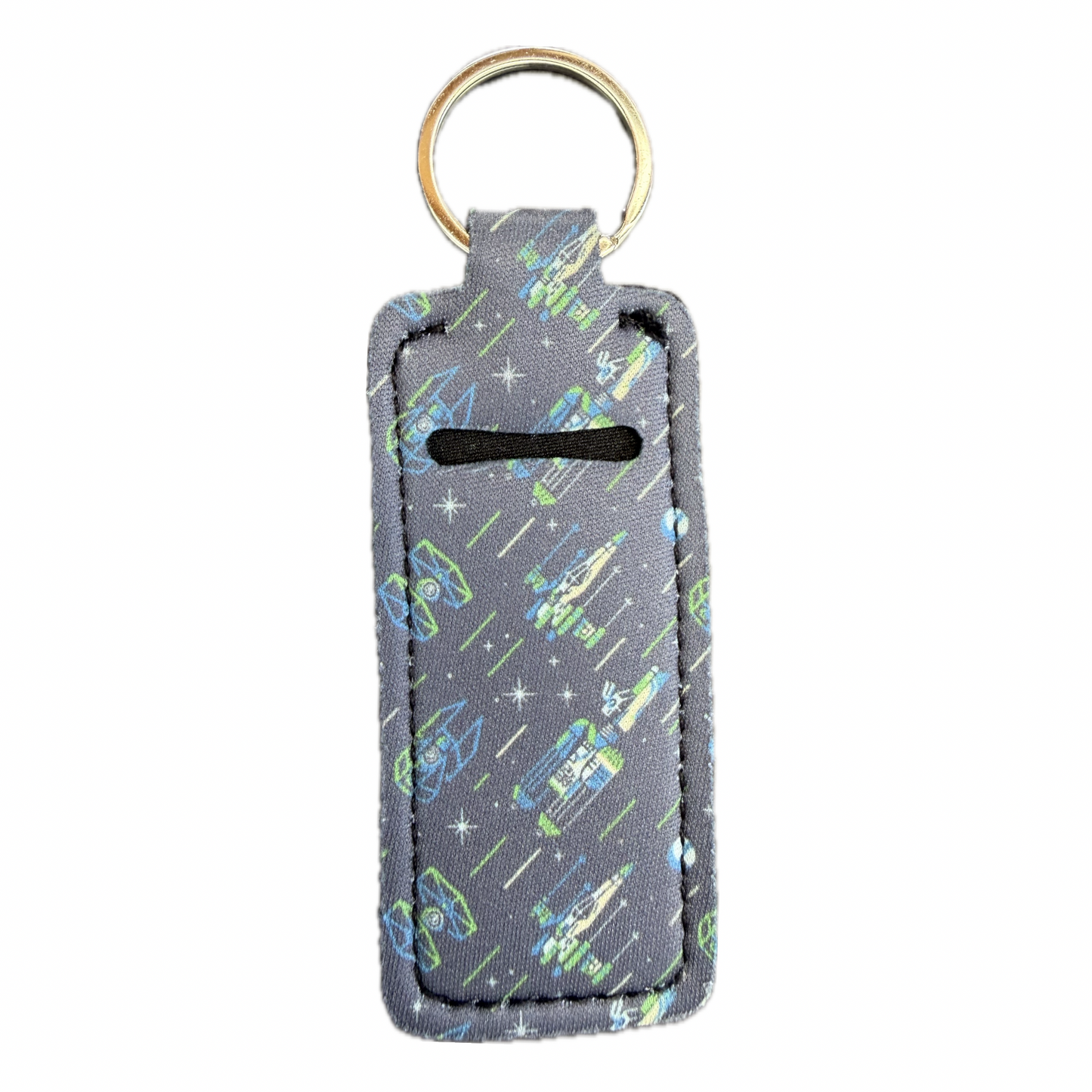 Spaceship Themed Lip Balm Holder Keychain