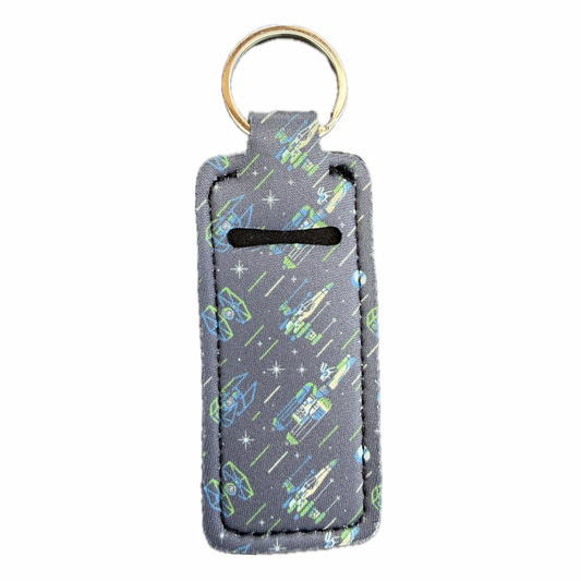 Spaceship Themed Lip Balm Holder Keychain