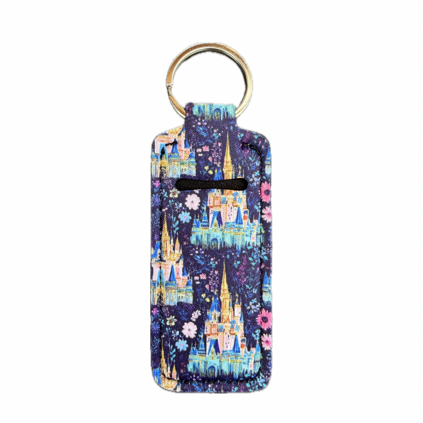 Floral Castle Themed Lip Balm Holder Keychain